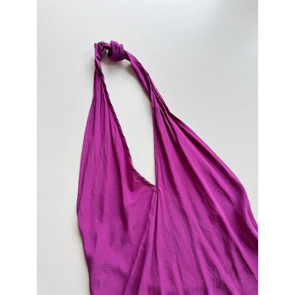 STEPHAN JANSON Purple 100% Silk Crepe De Chine V-Neck Halter Tank, Size 44 - Picture 6 of 11